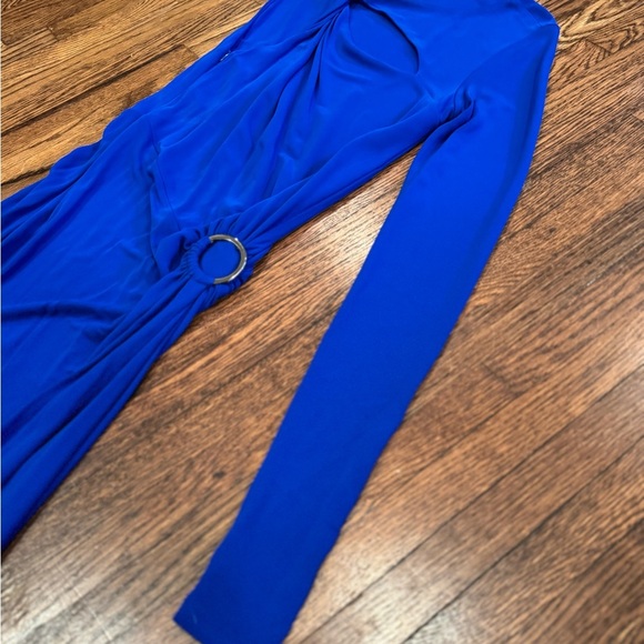 Reiss Catalina Cut Out Hardware Detail Jersey One-Shoulder Sleeve Gown Size 4 - Picture 7 of 15